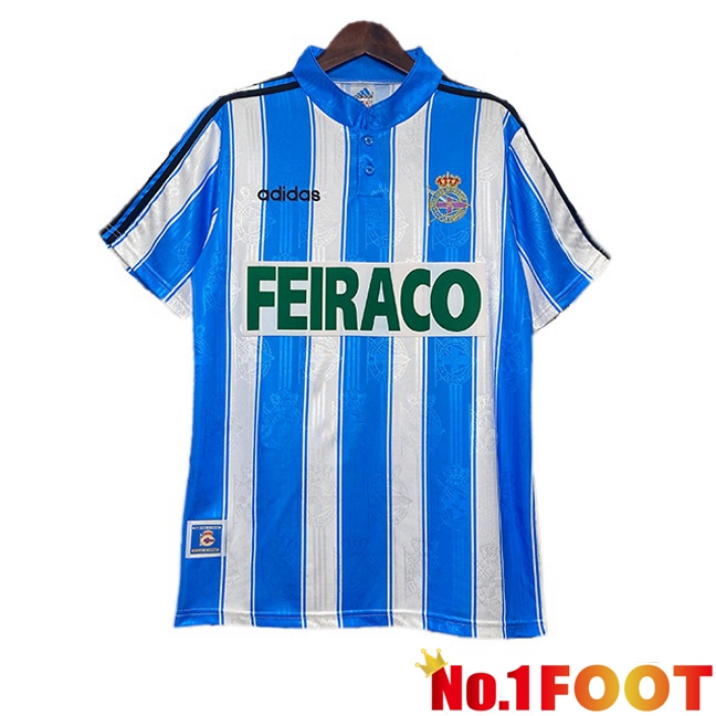 Deportivo de La Coruna Retro Home Soccer Jersey Blue White 1997-1998