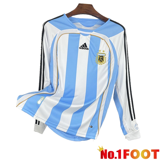 Argentina Retro Home Football Jersey Long sleeve 2006/2007