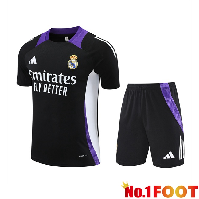 Real Madrid kit Training T Shirt + Shorts Black 2024/2025