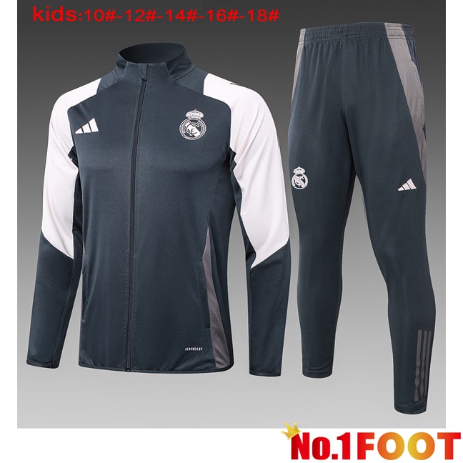 Real Madrid Kids kit Training Jacket Suit Grey 2024/2025