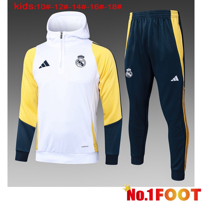 Real Madrid Kids Training Tracksuit Hoodie White 2024/2025