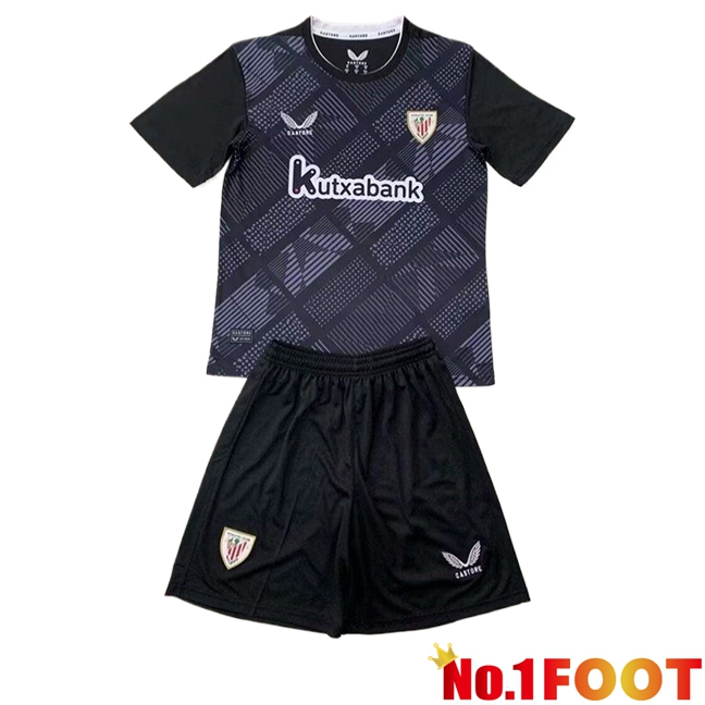 Athletic Bilbao Kids Goalkeeper Football Jersey Black 2024/2025 - Click Image to Close