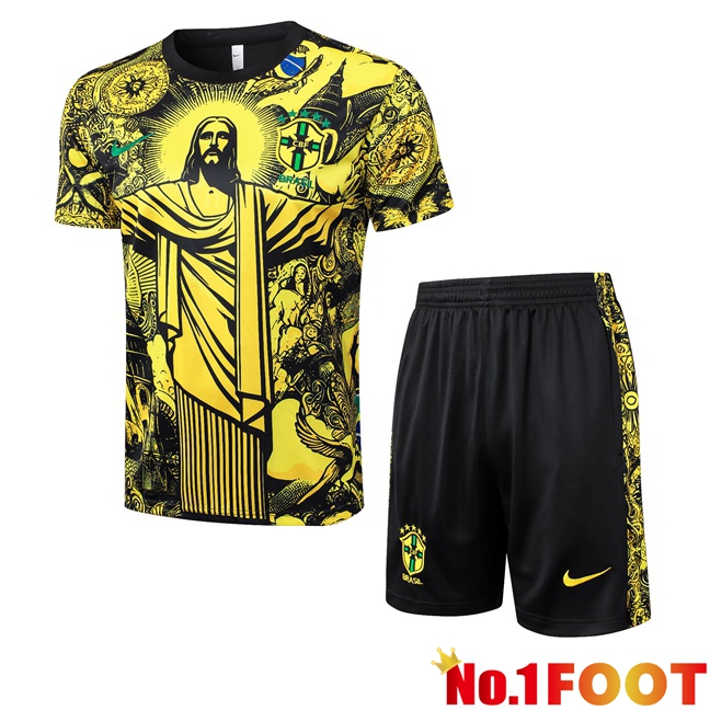 Brazil kit Training T Shirt + Shorts Yellow 2024/2025