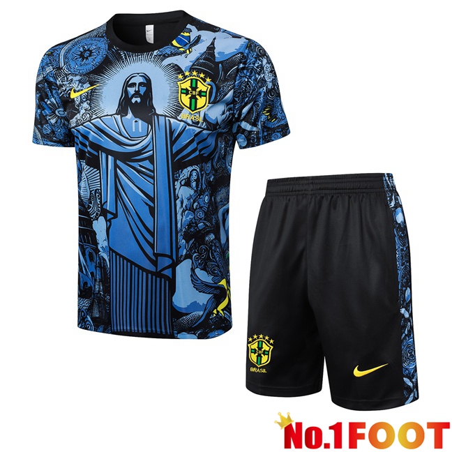 Brazil kit Training T Shirt + Shorts Blue 2024/2025