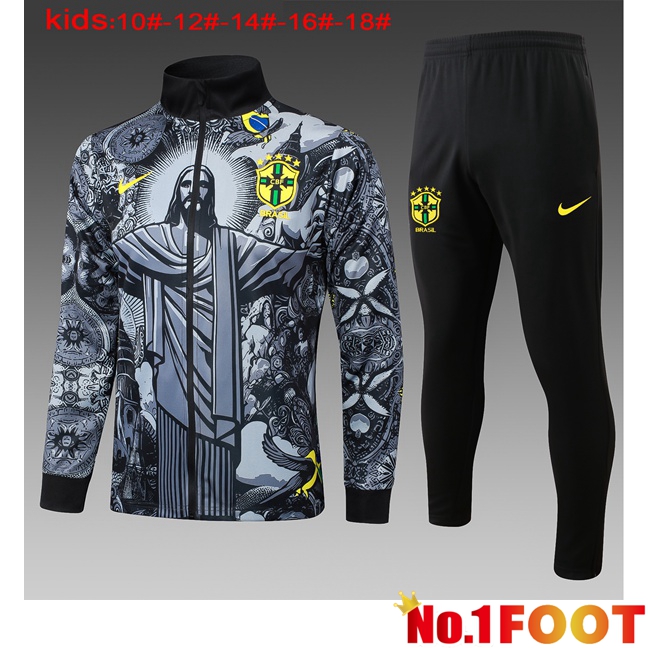 Brazil Kids kit Training Jacket Suit Black 2024/2025