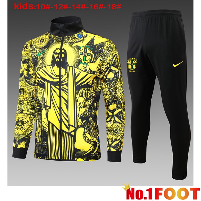 Brazil Kids kit Training Jacket Suit Yellow 2024/2025