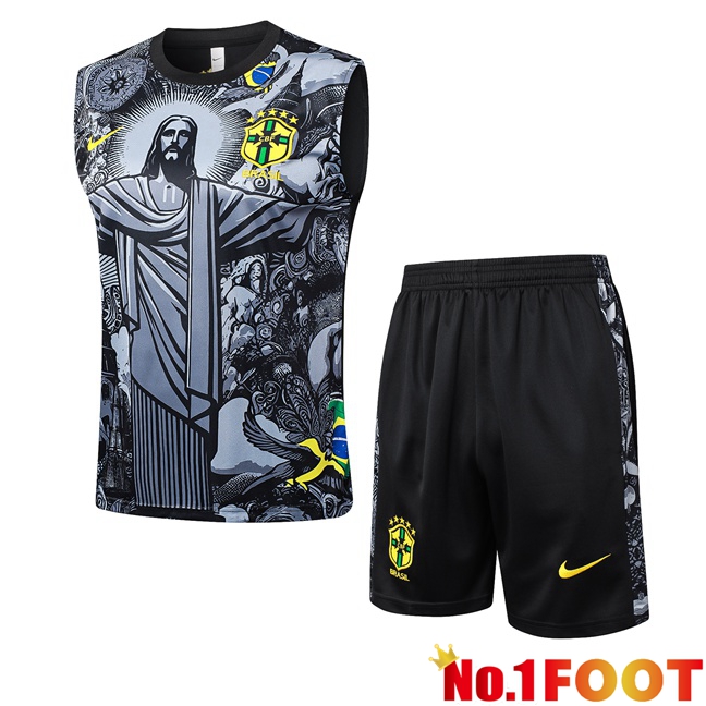 Brazil Gilet Football + Shorts Black 2024/2025