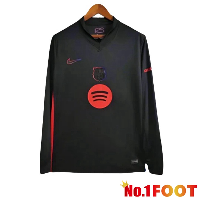 FC Barcelona Away Football Jersey Long sleeve Black 2024/2025