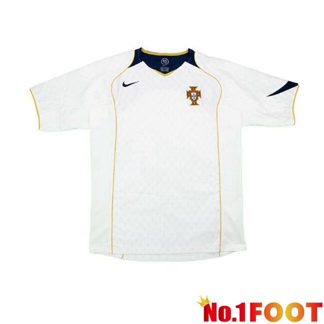 Portugal Retro Away Football Jersey White 2004