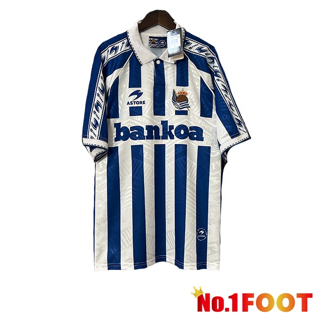 Real Sociedad Retro Home Football Jersey White Blue 1994-1995