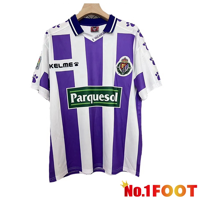 Real Valladolid Retro Home Football Jersey White Purple 1995-1996