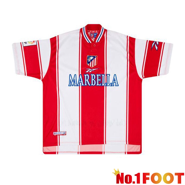 Atletico Madrid Retro Home Football Jersey White Red 1999-2000