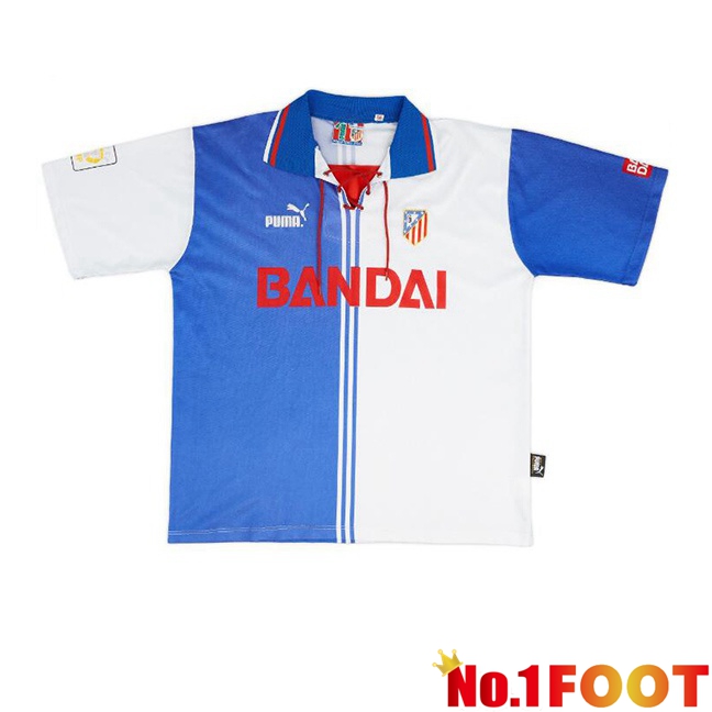 Atletico Madrid Retro Third Football Jersey White Blue 1996-1997