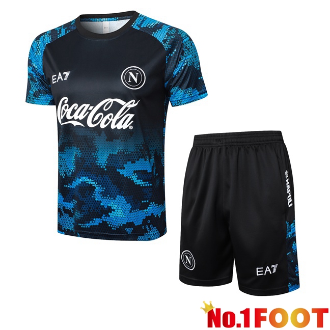 SSC Napoli kit Training T Shirt + Shorts Blue Black 2024/2025