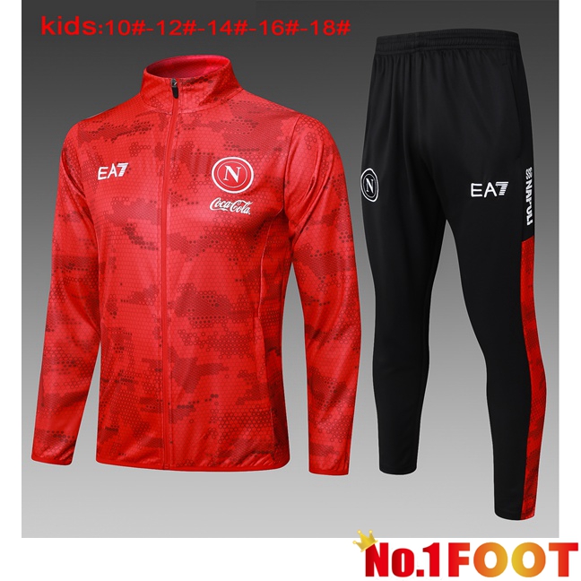 SSC Napoli Kids kit Training Jacket Suit Red 2024/2025 - Click Image to Close