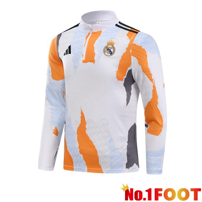 Real Madrid Training Sweatshirt White Yellow 2025/2026