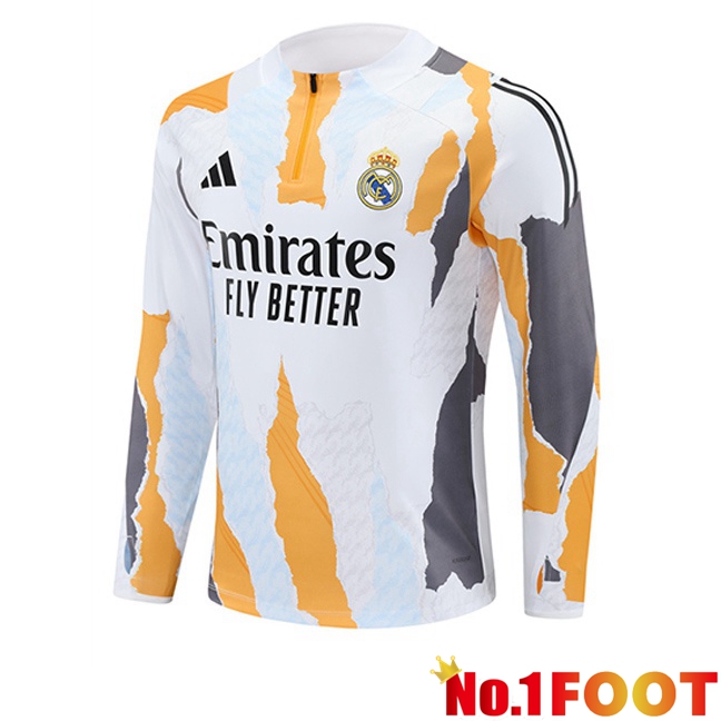 Real Madrid Training Sweatshirt White Yellow 2025/2026