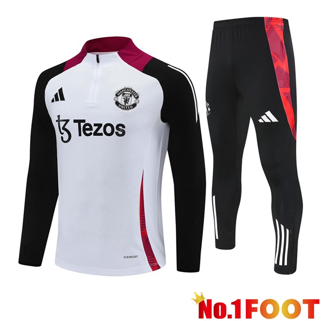 Manchester United kit Training Tracksuit White Black 2025/2026