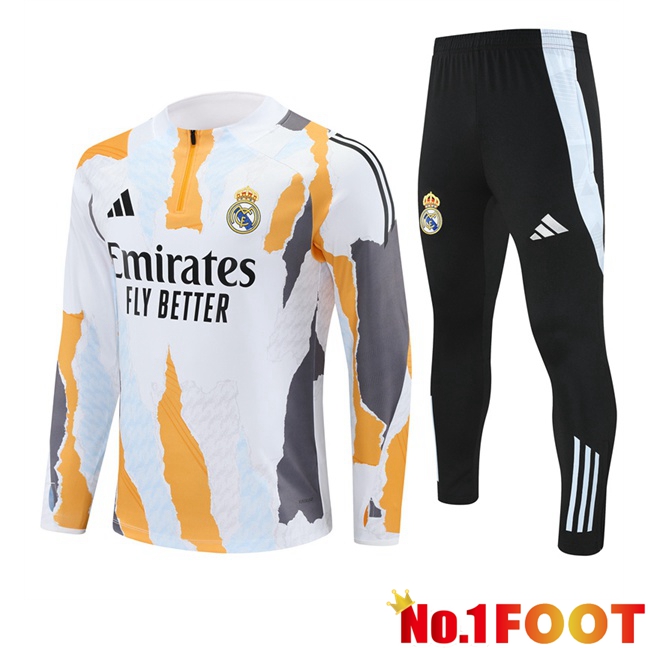 Real Madrid kit Training Tracksuit White Yellow 2025/2026