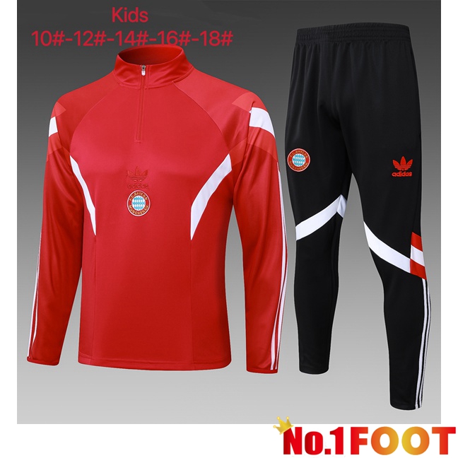 Bayern Munich Kids kit Training Tracksuit Red 2025/2026