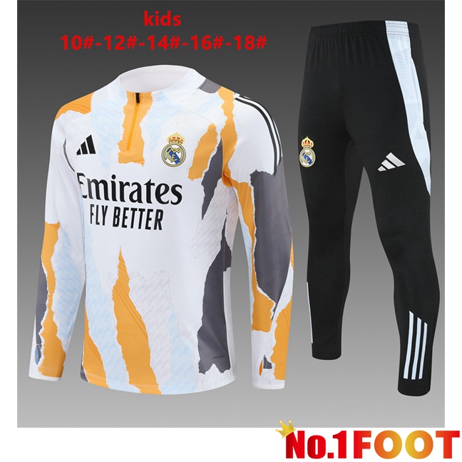 Real Madrid Kids kit Training Tracksuit White 2025/2026 - Click Image to Close