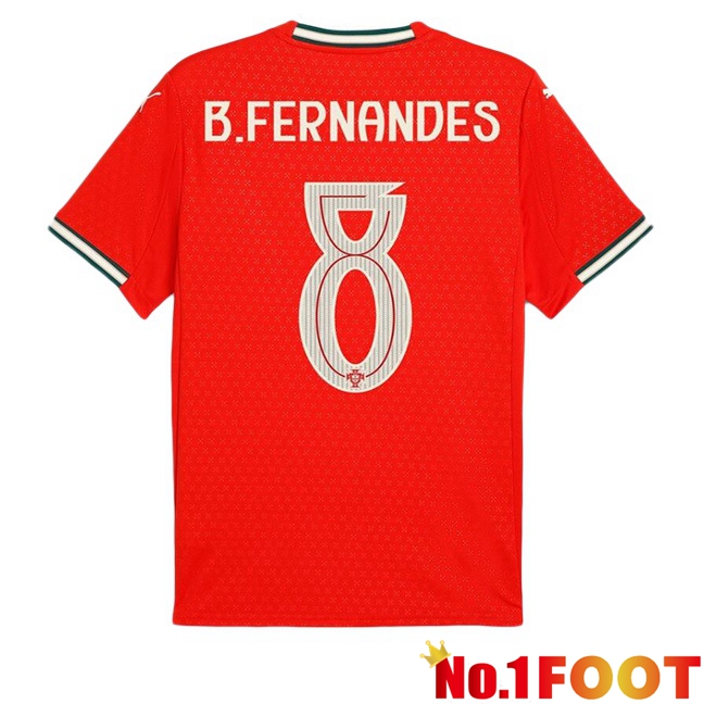 Portugal (B. FERNANDES 8) Home Soccer Jersey Red 2025/2026