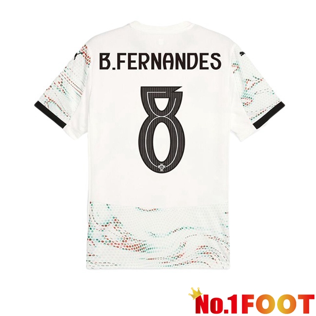 Portugal (B. FERNANDES 8) Away Soccer Jersey White 2025/2026