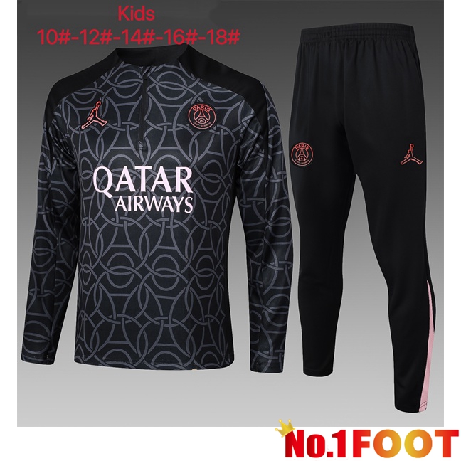 Paris PSG Kids kit Training Tracksuit Black 2025/2026