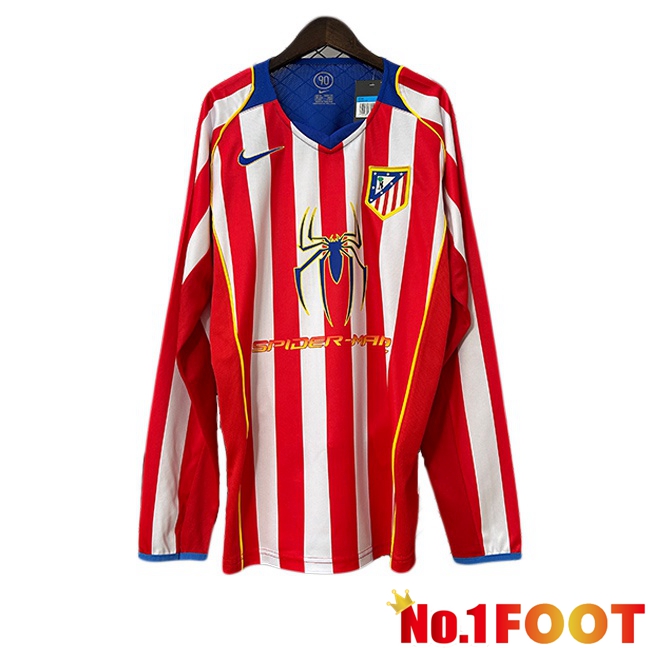 Atletico Madrid Retro Home Soccer Jersey Long sleeve Red 2004-2005