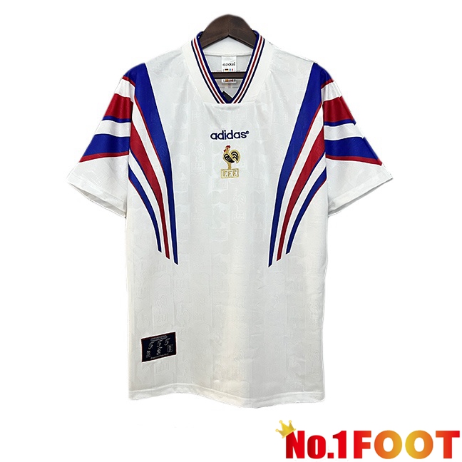 France Retro Away Soccer Jersey White 1996