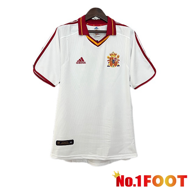 Spain Retro Away Soccer Jersey White 2000