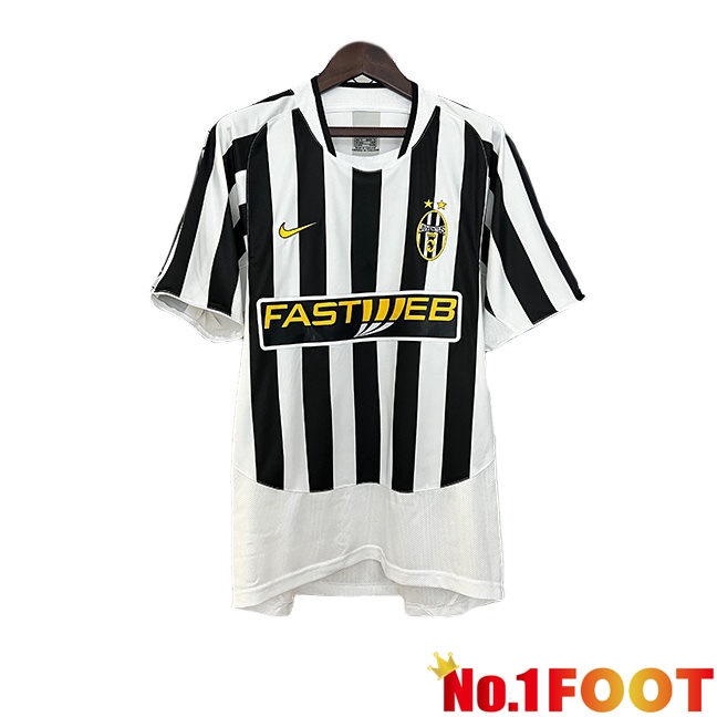 Juventus Retro Home Soccer Jersey Black White 2003-2004