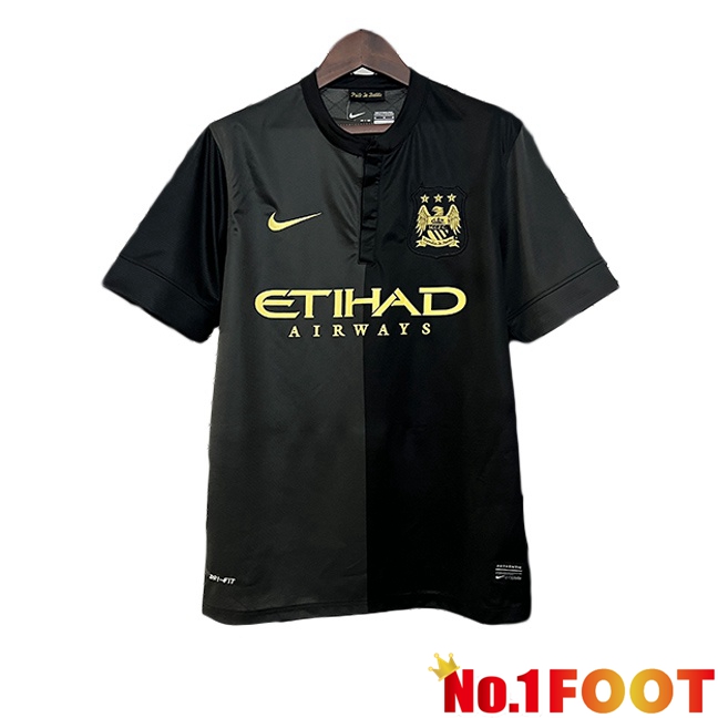 Manchester City Retro Away Soccer Jersey Black 2013-2014