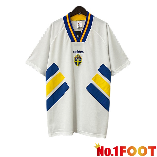 Sweden Retro Away Soccer Jersey White 1994