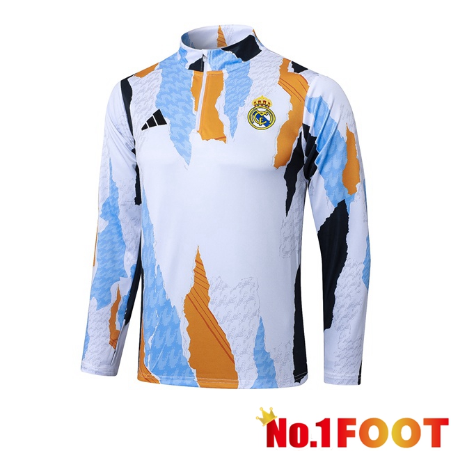 Real Madrid Training Sweatshirt White Yellow 2025/2026