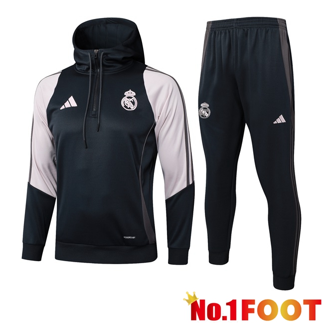 Real Madrid Training Tracksuit Hoodie Black Pink 2025/2026