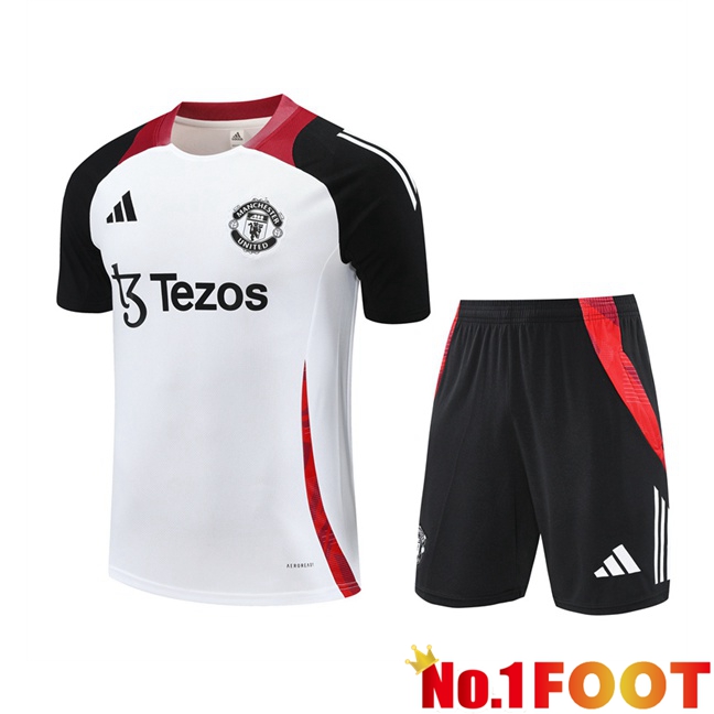 Manchester United kit Training T Shirt + Shorts White 2025/2026