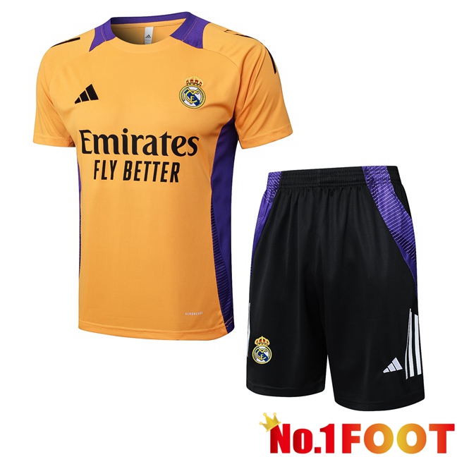 Real Madrid kit Training T Shirt + Shorts Yellow 2025/2026