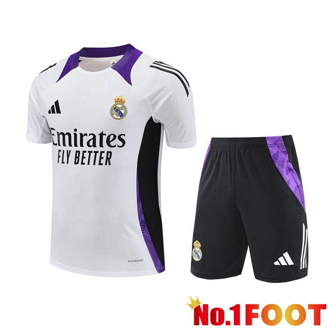 Real Madrid kit Training T Shirt + Shorts White 2025/2026