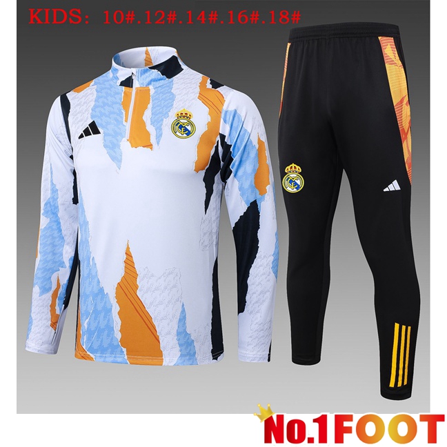 Real Madrid Kids kit Training Tracksuit White Yellow 2025/2026