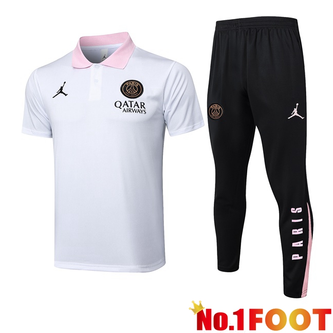 Jordan Paris PSG Soccer Polo + Training Pants White 2025/2026 - Click Image to Close