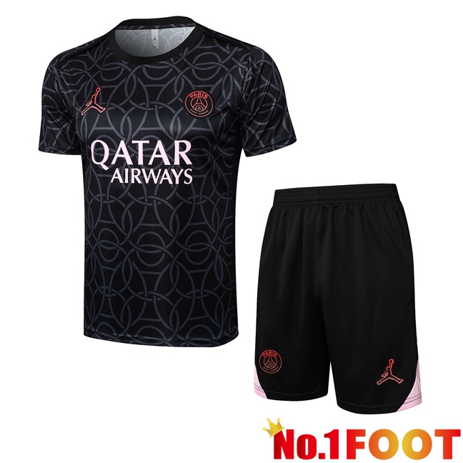 Jordan Paris PSG kit Training T Shirt + Shorts Black 2025/2026