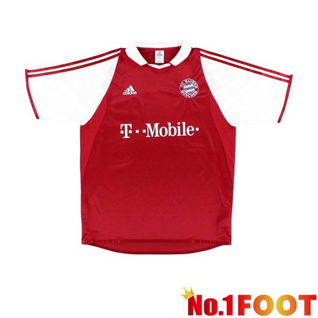 Bayern Munich Retro Home Soccer Jersey Red White 2003-2004