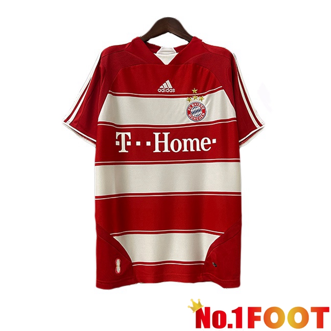 Bayern Munich Retro Home Soccer Jersey Red White 2007-2008