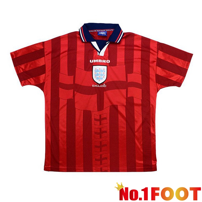 England Retro Away Soccer Jersey Red 1998