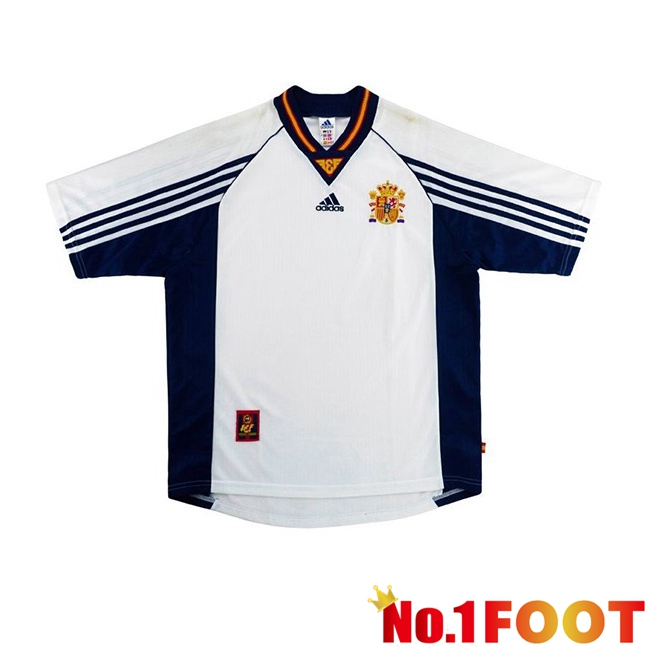 Spain Retro Away Soccer Jersey White 1998