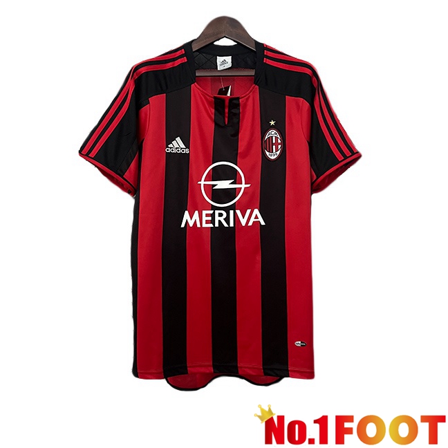 AC Milan Retro Home Soccer Jersey Red Black 2003-2004