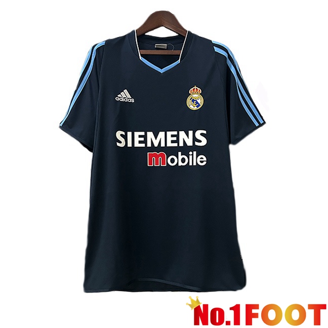 Real Madrid Retro Away Soccer Jersey Black 2003-2004