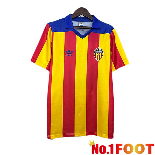 Valencia CF Retro Home Soccer Jersey Red Yellow 1980-1982