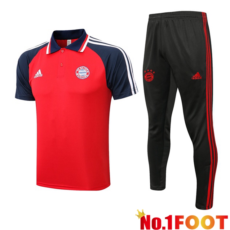 Bayern Munich Polo Shirt + Pants Red 2021-2022 - Click Image to Close